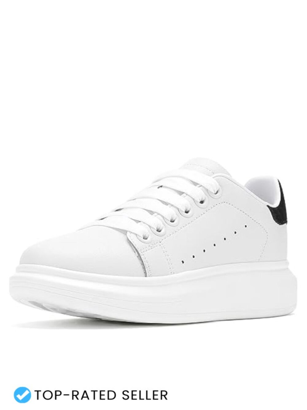 Women's Vibrating Height Increase Sneakers - Faux Leather Walking Shoes